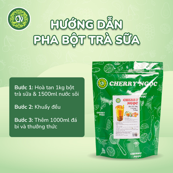 Hướng dẫn pha bột trà sữa Cherry Ngọc vị dâu