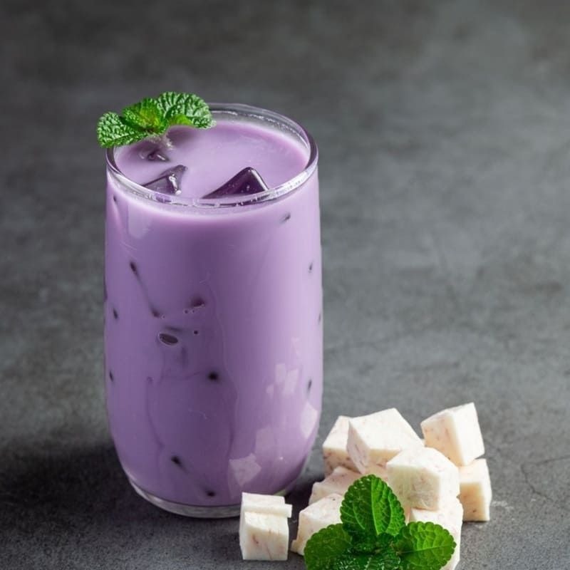Thành quả là ly trà sữa khoai môn thơm ngong