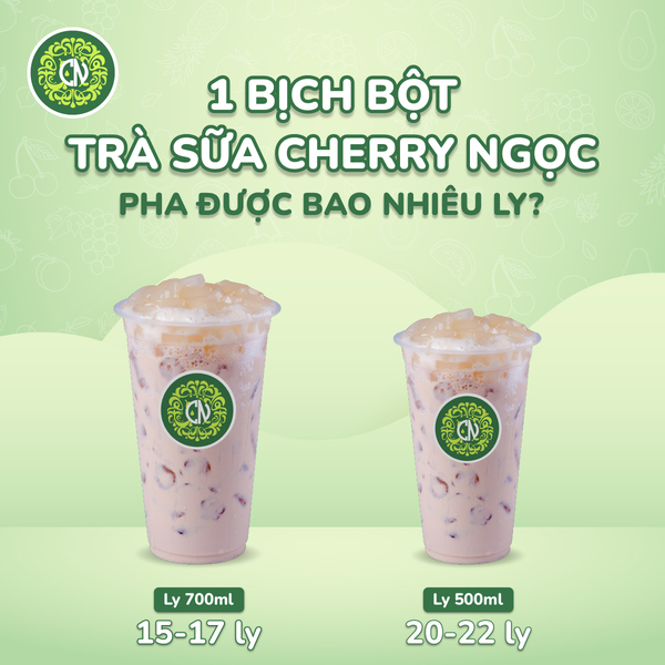 Một bịch bột trà sữa Cherry Ngọc vị đào pha được bao nhiêu ly